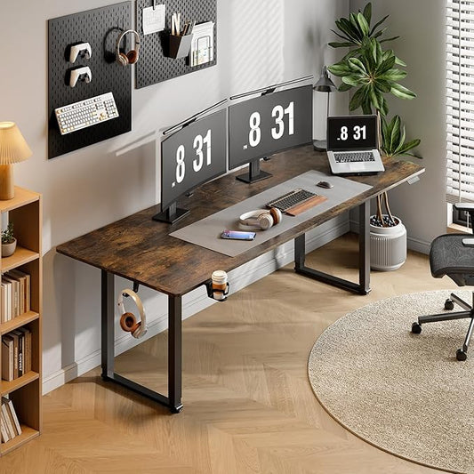 ONBRILL Standing Desk, 71x32 Inches Rectangle Stand Up Desk with 4 Legs, Dual Motor and Memory Controller, Adjustable Height from 28-46 Inches for Home and Computer Workstation, Rustic Brown