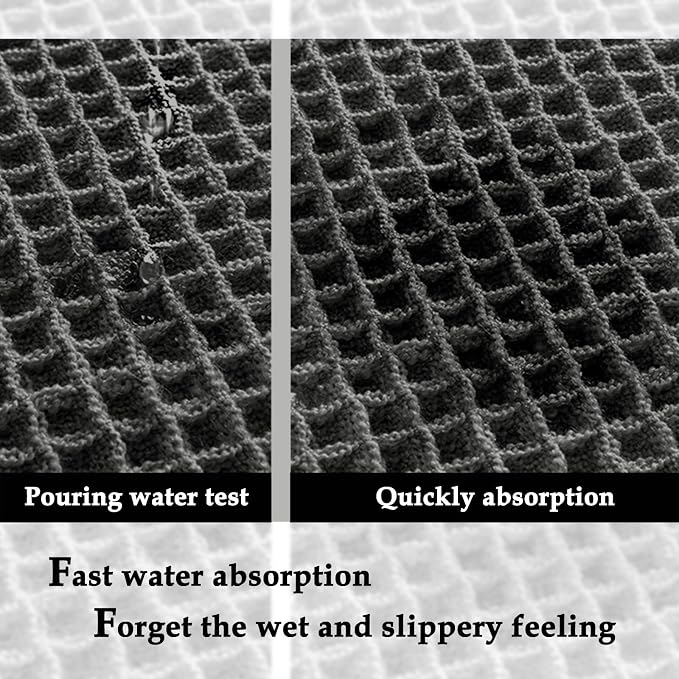 ZALL Dark Grey Waffle Bath Mat,Super Absorbent Non Slip Bathroom Rug, Gray 24x72inch, Machine Washable Ultra Soft Floor Mats
