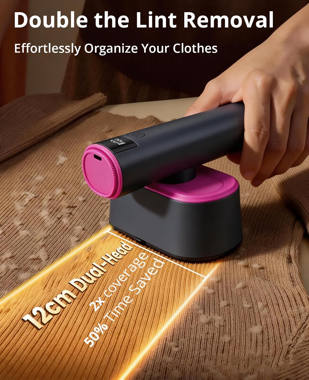 Skiennix Fabric Shaver - 2-in-1 Rechargeable Lint Remover with LED Display & Dual Heads | 6-Leaf Blades