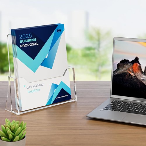 Skiennix Acrylic Brochure Holder - Clear 8.5 x 11 Inch Display Stand | 2-Pack for Pamphlets & Magazines