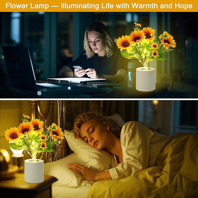 WSYEAR Sunflower Flower Lamp Gifts for Women, Birthday Christmas Ideal Gifts for Mom Granddaughter Girlfriend Friend Wife, Bedroom Bar Coffee