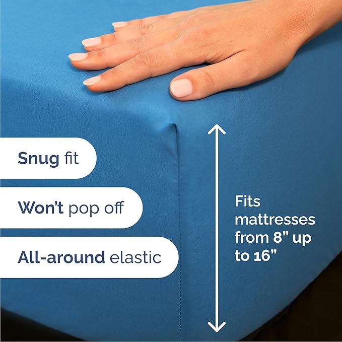 Queen Size 4 Piece Sheet Set - Comfy Breathable & Cooling Bed Sheets Set - Hotel Luxury Bedding for Women, Men, Kids, Teens, Boys & Girls - Deep Pockets, Soft and Wrinkle Free - Oeko-Tex - Denim Blue