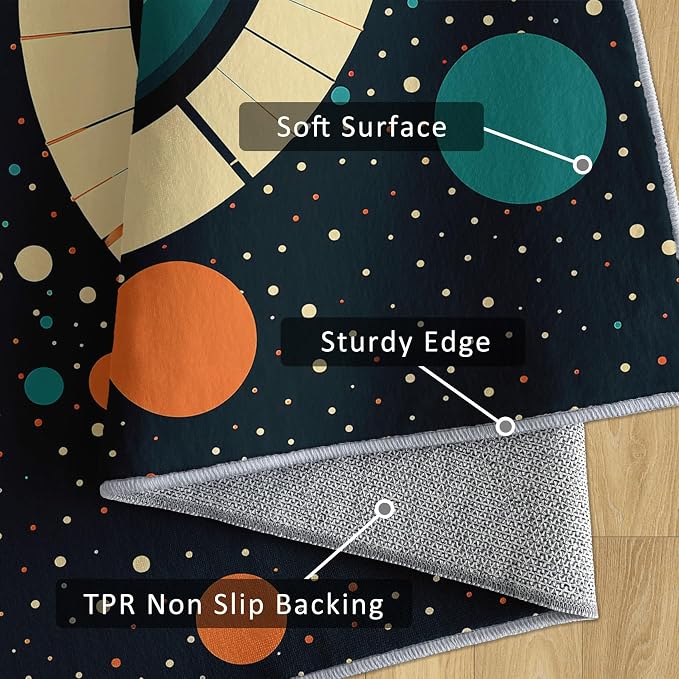Mid Century Modern Rugs 3x4, Abstract Retro Washable 3 x 4 Area Rug for Living Room, Bedroom, Low Pile Non Slip Stain Resistant Carpet, Mid Century Home Decor Accessories & M894