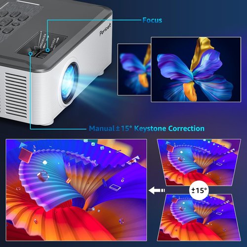 Pericat 200 ANSI 1080P HD Movie Projector - WIFI & Bluetooth | Outdoor Use with 100” Screen & Built-in 15W Speaker