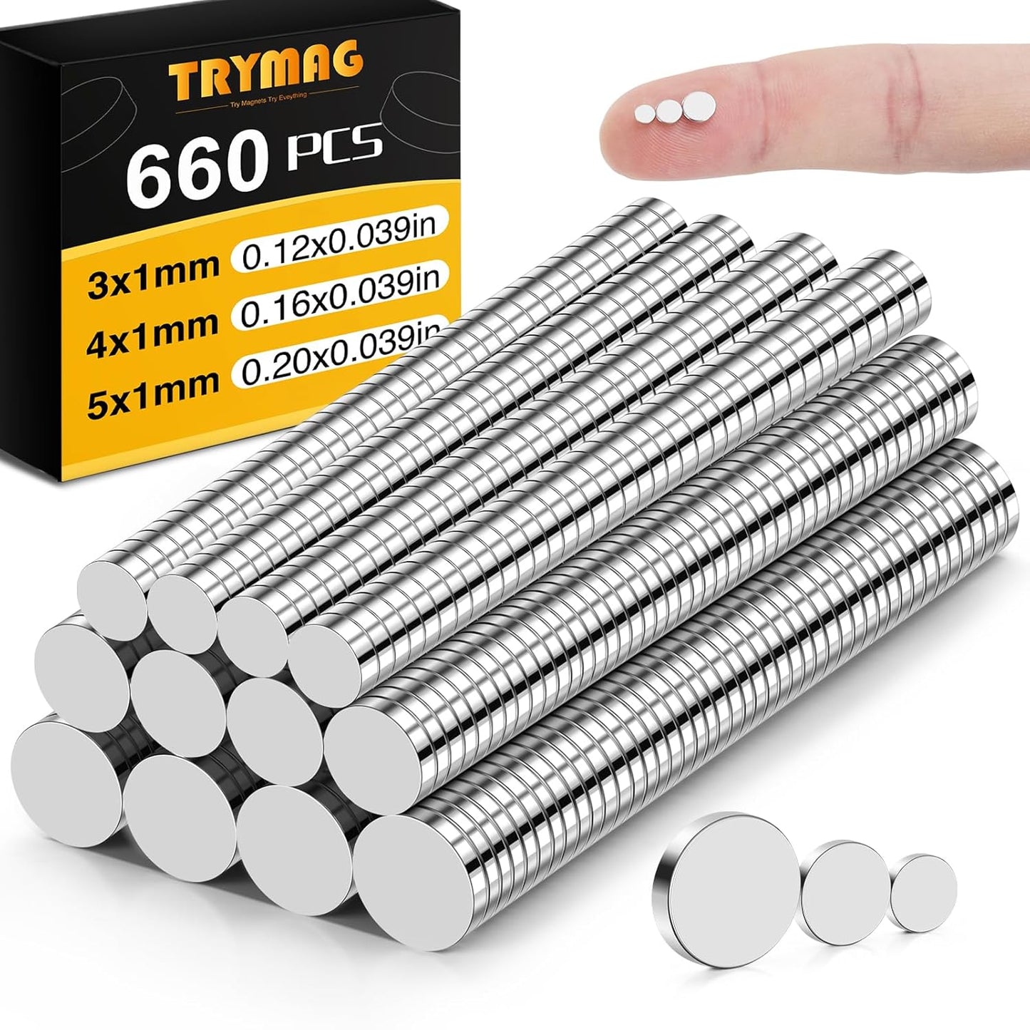 TRYMAG 660Pcs Small Magnets - Versatile Mini Magnets for DIY, Crafts, Office & Science Projects