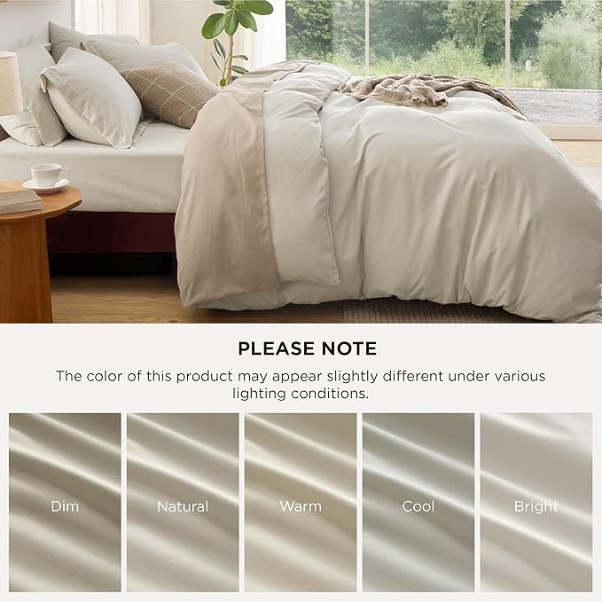Bedsure Duvet Cover with Fitted Sheet King - 6 Pieces, Deep Pocket, Hotel Luxury Soft Double Brushed Bedding Set, 1 Duvet Cover, 1 Fitted Sheet, 2 Pillow Shams, 2 Pillowcases, NO Comforter, Linen
