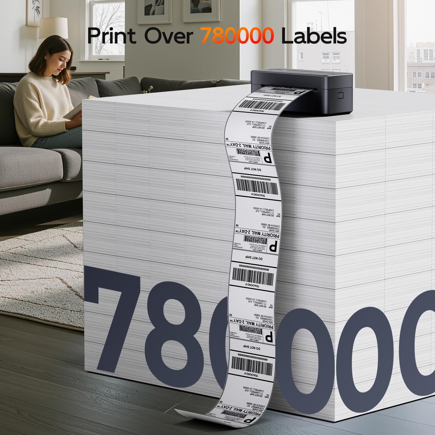TATTMUSE Bluetooth Thermal Label Printer - Commercial Grade 4x6 Shipping Labels | Wireless Compatibility with iOS, Android, Windows, Mac