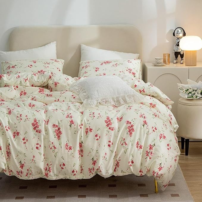 HighBuy Aesthetic Floral King Size Comforter Set Cooling and Warm Breathable Quilted Style Bedding Sets King Comforter Set 1 Lightweight Comforter (104"x90") and 2 Pillowcases (20"x36")