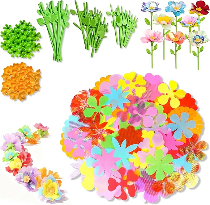Unitour DIY Flower Bouquet Craft Kits，Arts and Crafts Flowers Market Toy for Kids，Birthday Gift for 4 5 6 7 8 9 10 Year Old Girl Boy (Flower Craft Kits Accessory Pack)