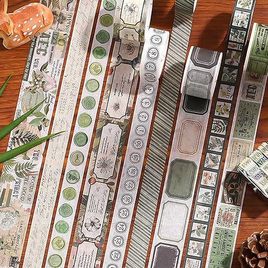 Auguro 18 Rolls Botanical washi Tape Set for Crafts and Journaling DIY Scrapbooking Supplies Flower washi Tape for Scrapbooking Decorating Tape