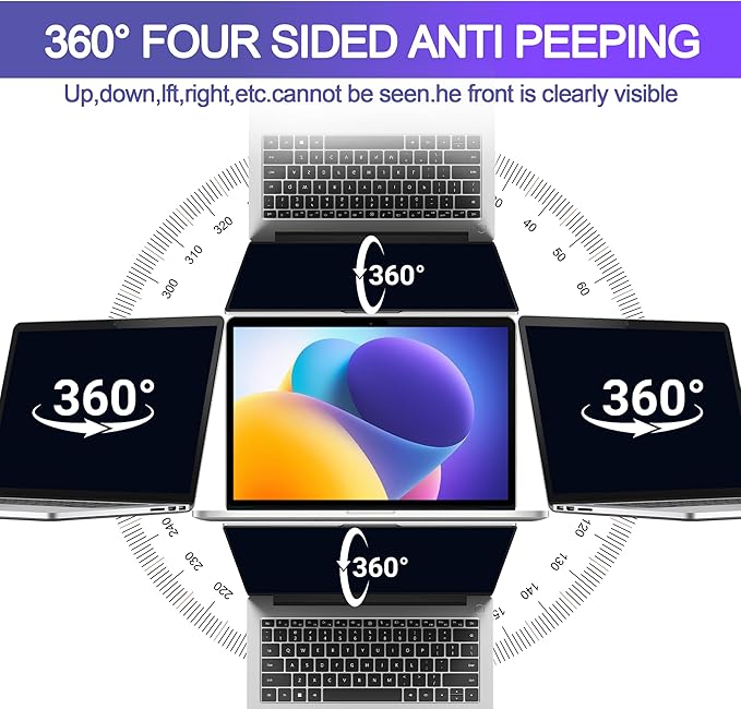 Halloive 360° Privacy Screen Protector for Macbook Air 13.6/13 Inch (2022-2025, M2, M3，M4), Privacy Screen Filter for Macbook Air 13.6 Inch, Anti-Spy/Anti Fingerprint/Anti Blue Light/Anti Glare