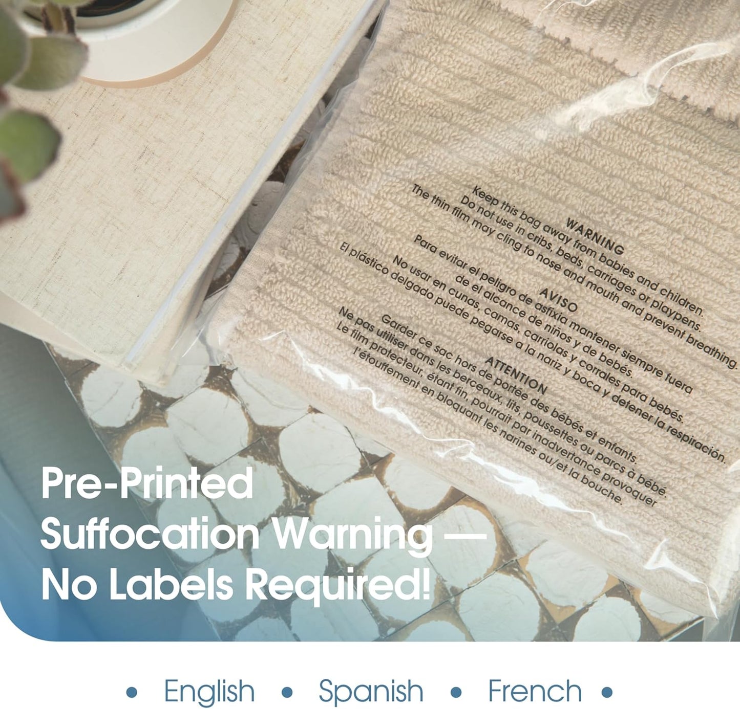 Spartan Industrial - Self-Seal Clear Poly Bags | 12" X 18" | 500 Count with Suffocation Warning