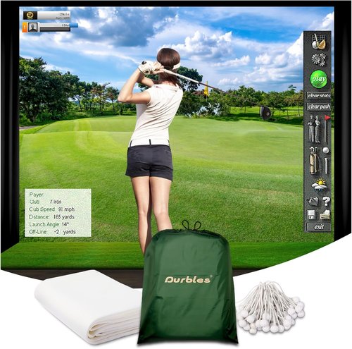 Golf Simulator Impact Screen - Premium Triple Layer Projector Screen for HD Visuals | Indoor Practice with Grommets & Bungee Cords