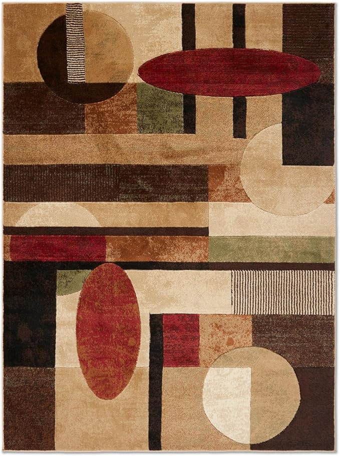 Home Dynamix Tribeca Jasmine Modern Area Rug, Abstract Brown/Green 6'7"x9'10"