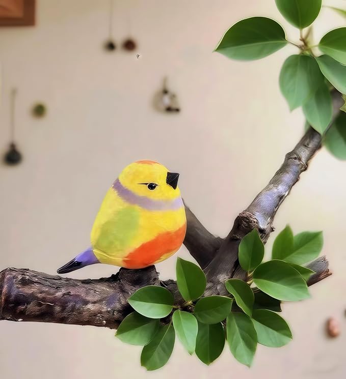 Handmade Wooden Leiothrix Figurines- Hand-Carved Colorful Lovebird Statues - Solid Wood Bird Sculptures for Home Decor, Wedding Anniversary & Bird Lover Gifts