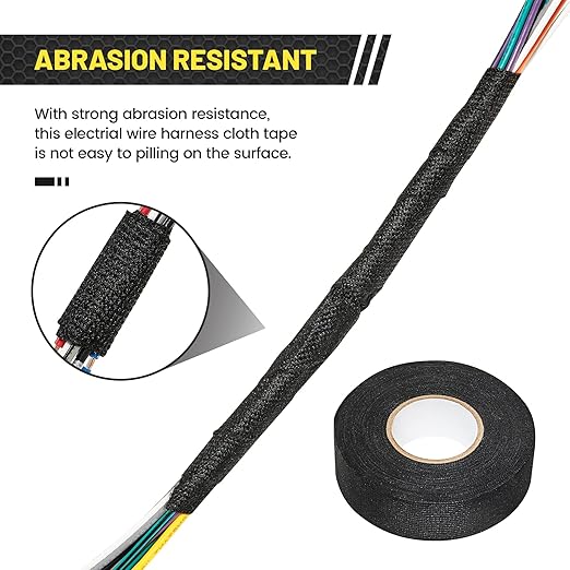 Oyviny 2 Rolls Wire Harness Cloth Tape 1 Inch x 50 Feet Automotive Electrical Tape Self-Adhesive High Temp Anti Abrasion Wire Loom Tape for Engine Harness Wrap Protection Insulation