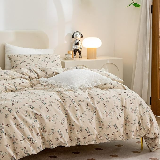 Floral Comforter Set Twin 2 Pieces Soft Chic Vintage Flowers Bedding Comforter Lightweight Garden Style Floral Botanical Flower Comforter Set for All Seasons and 1 Pillowcases (Floral, Twin)