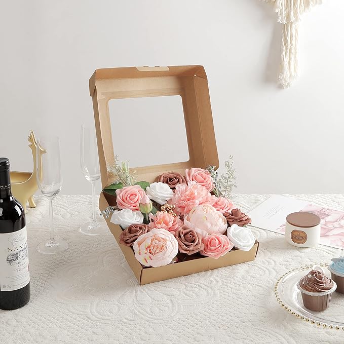 Artificial Flowers Combo, Fake Flowers for DIY Tables Centerpieces Baby Shower Bridal Shower Wedding Bouquet Arrangements Party Candle Holder Cake Decor Flower Home Decorations