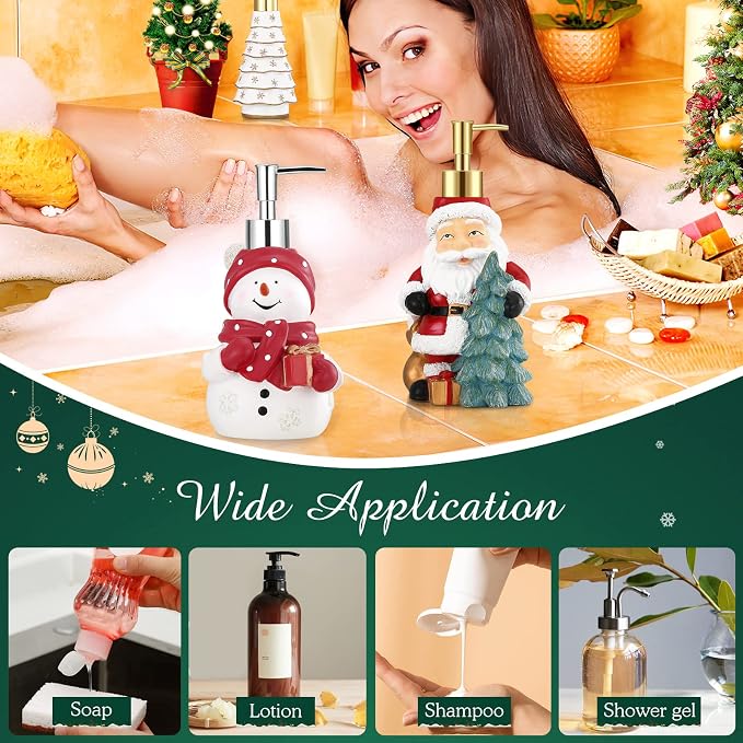 Luxspire Snowman Soap Dispenser, Christmas Decor Resin Liquid Hand Soap Dispenser Refillable Dish Soap Lotion Bottle Jar No Leak for Kitchen Shower Bathroom Countertop, 450ml