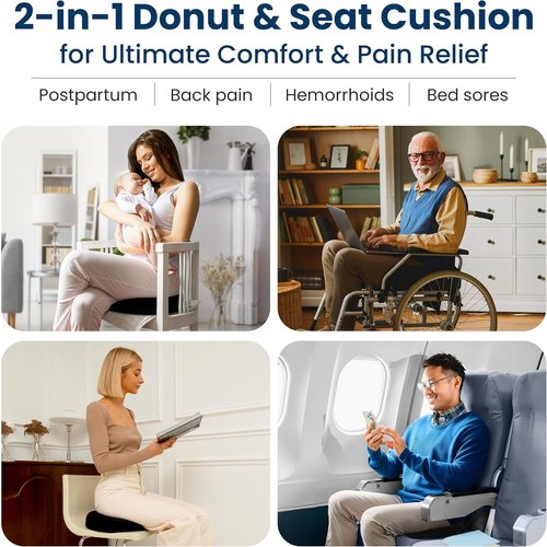 Everlasting Comfort Donut Pillow - Ergonomic Memory Foam Seat Cushion for Tailbone Pain Relief | Anti-Slip & Washable