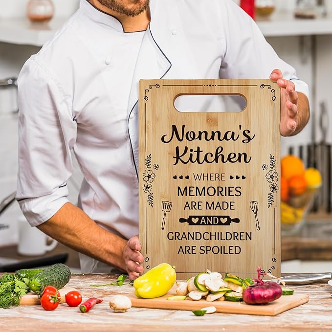 Nonna Gifts Cutting Board Chopping Board, Nonna Gifts from Grandkids, Gifts for Nonna Grandma, Grandma Kitchen Gifts, Grandma Birthday Gifts, Nonna's Kitchen Decorative Bamboo Cutting Board