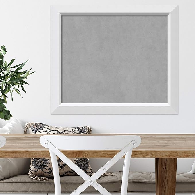 Amanti Art White Framed Magnetic Board 24x28 Medium Vision Board for use with Magnets, 100% Metal Sheet to Display Items as Office Decor or for Home Organization in mudroom, Kitchen or Kids Room