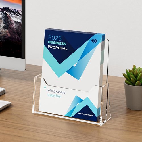 Skiennix Acrylic Brochure Holder - Clear 8.5 x 11 Inch Display Stand | 2-Pack for Pamphlets & Magazines