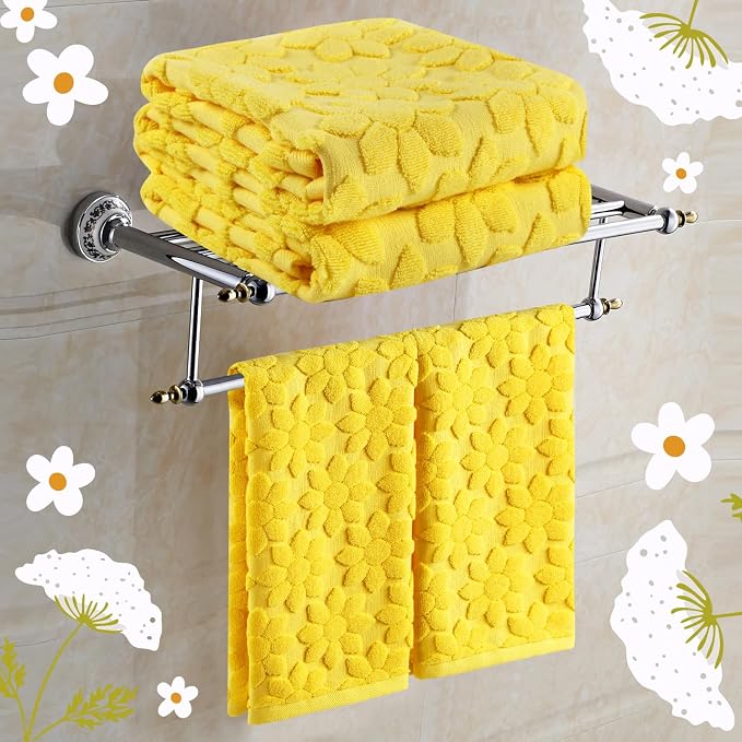 Quera 2 Pack Hand Towels Spring Summer Flower Yellow Sunflower Bathroom Decorative Towels Set for Drying, Cleaning, Cooking, Holiday 13.7'' x 29.5''