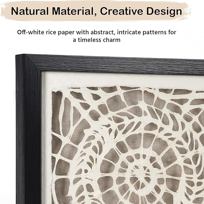 FOLKOR Black and White Abstract Wall Decor for Entryway Staircase Art Gallery, 12" Handmade Paper Artwork Eclectic Home Accent, Geometric Floating Shadow Box Wall Plaque Gift for Birthday Thanksgiving