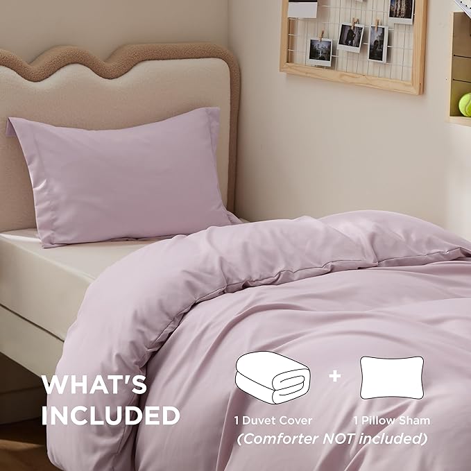 Bedsure Duvet Cover Twin/Twin XL Size - Soft Double Brushed Bedding Set for Kids & Adults, Zipper Closure, 2 Pieces, Includes 1 Duvet Cover (68"x90") & 1 Pillow Sham, NO Comforter, Pink Mocha