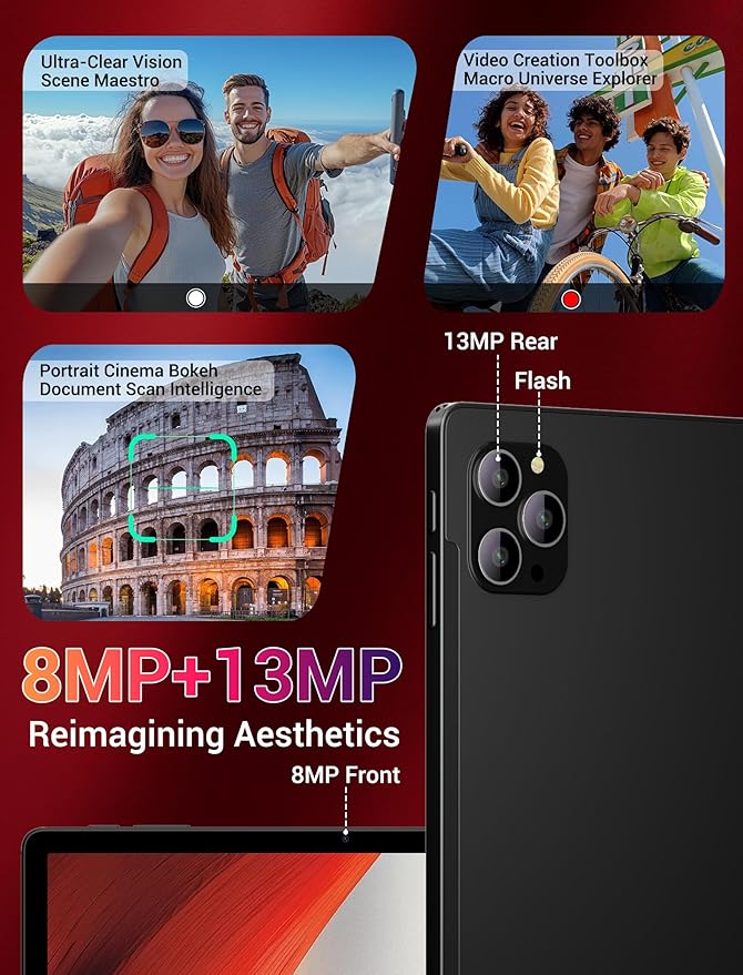 DEZLTID 2025 Android 15 Tablet 11 Inch with Keyboard Stylus Mouse: 2K IPS Tablette (2000x1200) 丨Widevine L1,36GB+256GB(1TB TF), 5G/2.4G WiFi, 8-Core, 8000mAh,8+13MP, AnTuTu 255K丨GMS丨FCC丨CE- Black