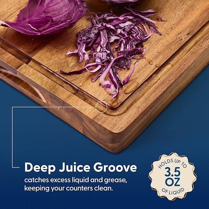 Sonder Los Angeles, Thick Sustainable Acacia Wood Cutting Board for Kitchen with Juice Groove, Sorting Compartment, Charcuterie 16x12x1.5 in (Gift Box Included)