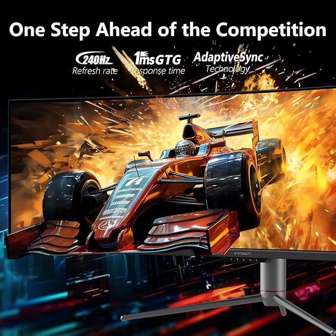 INNOCN 49" 240Hz Curved Monitor Ultrawide Gaming QHD 5120 x 1440P Computer Monitor, R1800, 99% sRGB, HDR400, USB Type C, DisplayPort, HDMI, Built-in Speakers, Height/Tilt Adjustable - 49C1S