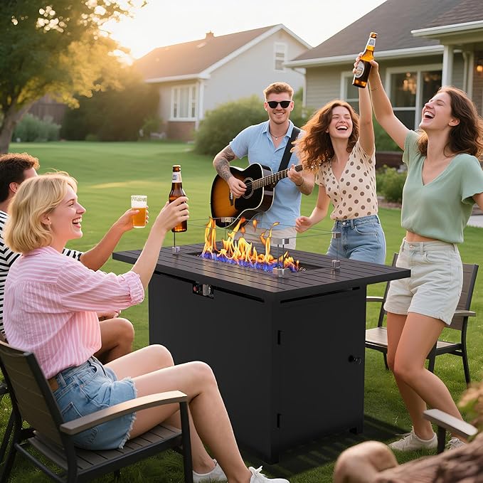 Wisteria Lane 43" Propane Fire Pit Table, 50,000 BTU Gas Fire Pit for Outside, Outdoor Fire Pit with CSA Certification for Patio Balcony Garden Deck Backyard