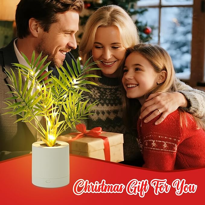 WSYEAR Artificial Lighted Areca Palm Tree Lamp Night Light for Womens Christmas Birthday Gifts, DIY Bonsai Decor, Perfect Ideal for Ambiance Wedding Party Bedroom Bar Coffee Shop Decor Light