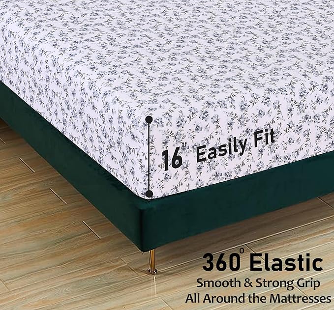 RUVANTI Flannel Sheets Full Size - 100% Cotton Double Brushed Bed Sheets Set, Deep Pockets 16 Inches, All Seasons Breathable & Extra Soft Full Sheets, Warm & Cozy, 4 Piece, Perri Me