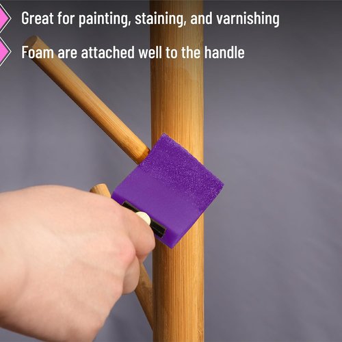 Bates Foam Paint Brushes - 16 Pack Violet Sponge Brushes for Effortless Painting & Staining