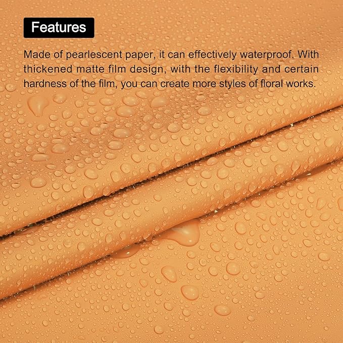 MECCANIXITY Set of 20 Flower Wrapping Paper 22.8x22.8 Inch Waterproof Florists Wrapping Paper for Florist Bouquet Supplies, DIY Crafts, Gift/Gift Box Packaging Bright Orange