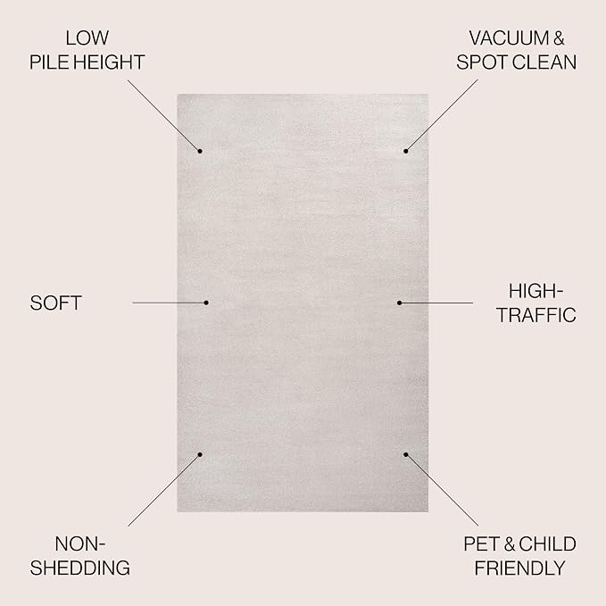 JONATHAN Y Haze Solid Low-Pile Ivory Indoor Area Rug 3x5, Coastal,Bohemian,Minimalist,Classic, Easy-Cleaning for Living Room,Bedroom,Kitchen,Pet Friendly,Non-Shedding (SEU100D-3)