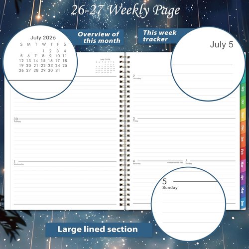 Galaxy Planner | 2026-2027 Academic Weekly & Monthly Planner | 8.5" x 11", Colorful Tabs, Inner Pocket, Premium Paper