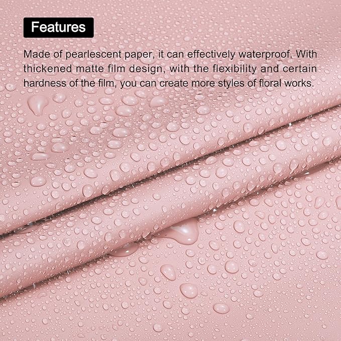 MECCANIXITY Set of 20 Flower Wrapping Paper 22.8x22.8 Inch Waterproof Florists Wrapping Paper for Florist Bouquet Supplies, DIY Crafts, Gift/Gift Box Packaging Gray Pink