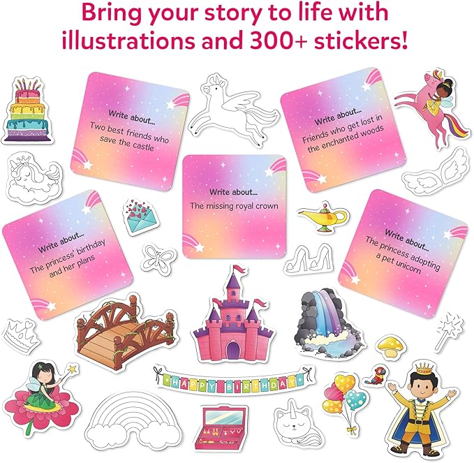 Skillmatics Storybook Art Kit - Create Fairytale Stories, DIY Craft & Writing Kit with 300+ Stickers, Scrapbooking & Journal Activity, Gifts for Kids Ages 5, 6, 7, 8, 9, 10