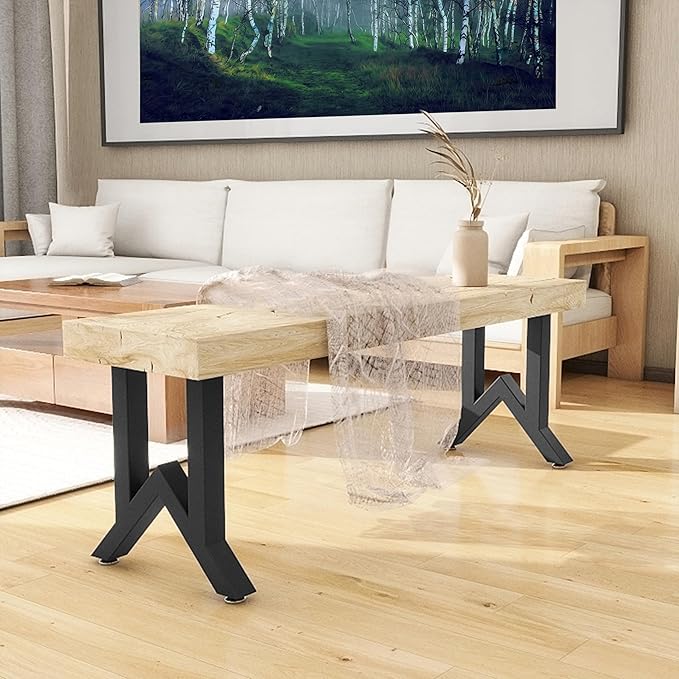 19 Inch Metal Table Legs, Heavy Duty Industrial Metal Coffee Table Desk Legs Set of 2 Mid Century Home DIY Projects Furniture Feets with Adjustment Feet Pads(Bear Up to 800lb)