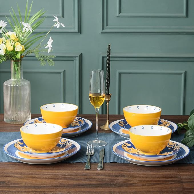 Plates and Bowls Sets Ceramic Dinnerware Sets Plate Set Porcelain Dishes Set for 4 Dinner Plates
