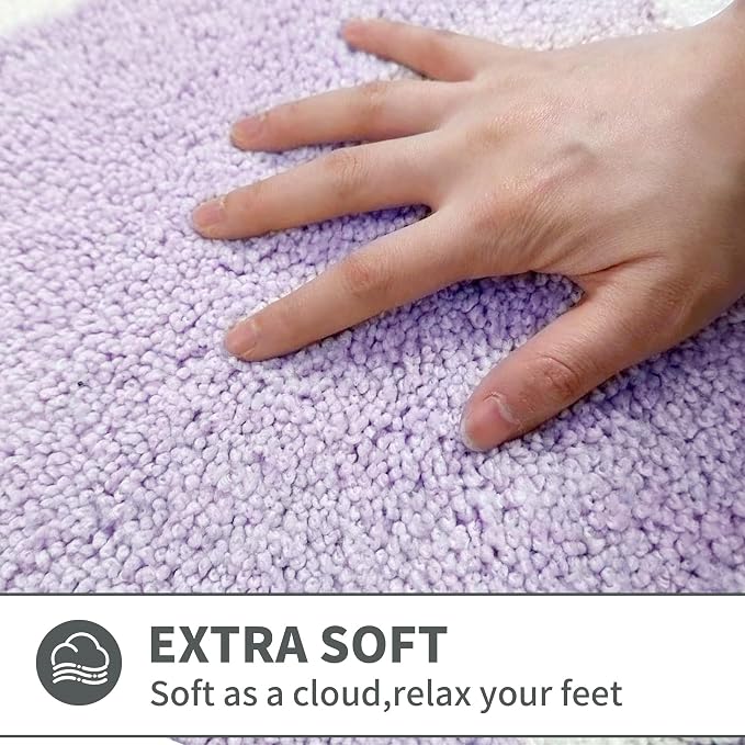 Cute Scalloped Purple Bathroom Rugs Mat,Non Slip Absorbent Quick Dry Bath Mats for Shower Room,Microfiber Bath Mats for Bathroom Floor Washable Carpet for Shower Tub Sink Bedroom,17"x47"