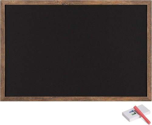 Navaris Framed Chalkboard - 16" x 24" Wall-Mounted MDF Board for Kitchen, Kids, or Office | Hang Vertically or Horizontally