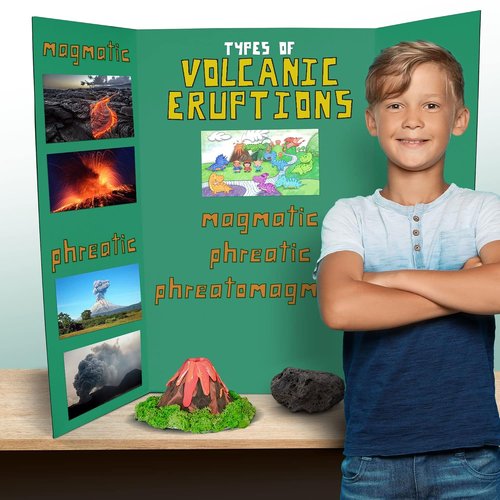 Flipside Products Foam Project Boards - 36” x 48” Green Trifold Display Boards | 3 Pack, 3/16'' Thick