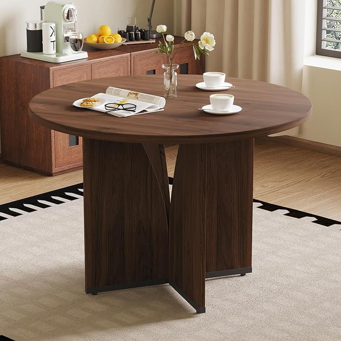 HIPIHOM MDF Round Dining Table 39.4 Inch Modern Minimalist Kitchen Table | V-Leg Sturdy Home Dining Table | Small Apartment Round Table for 4-6 People | Scratch & Water Resistant Easy-Clean Surface
