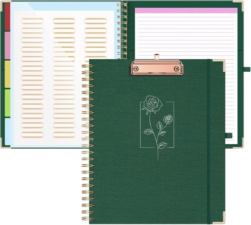 EYROZILL Clipboard - Stylish Storage Solution with 5 Folders & 10 Pockets | 8.5'' x 11'' Linen Green