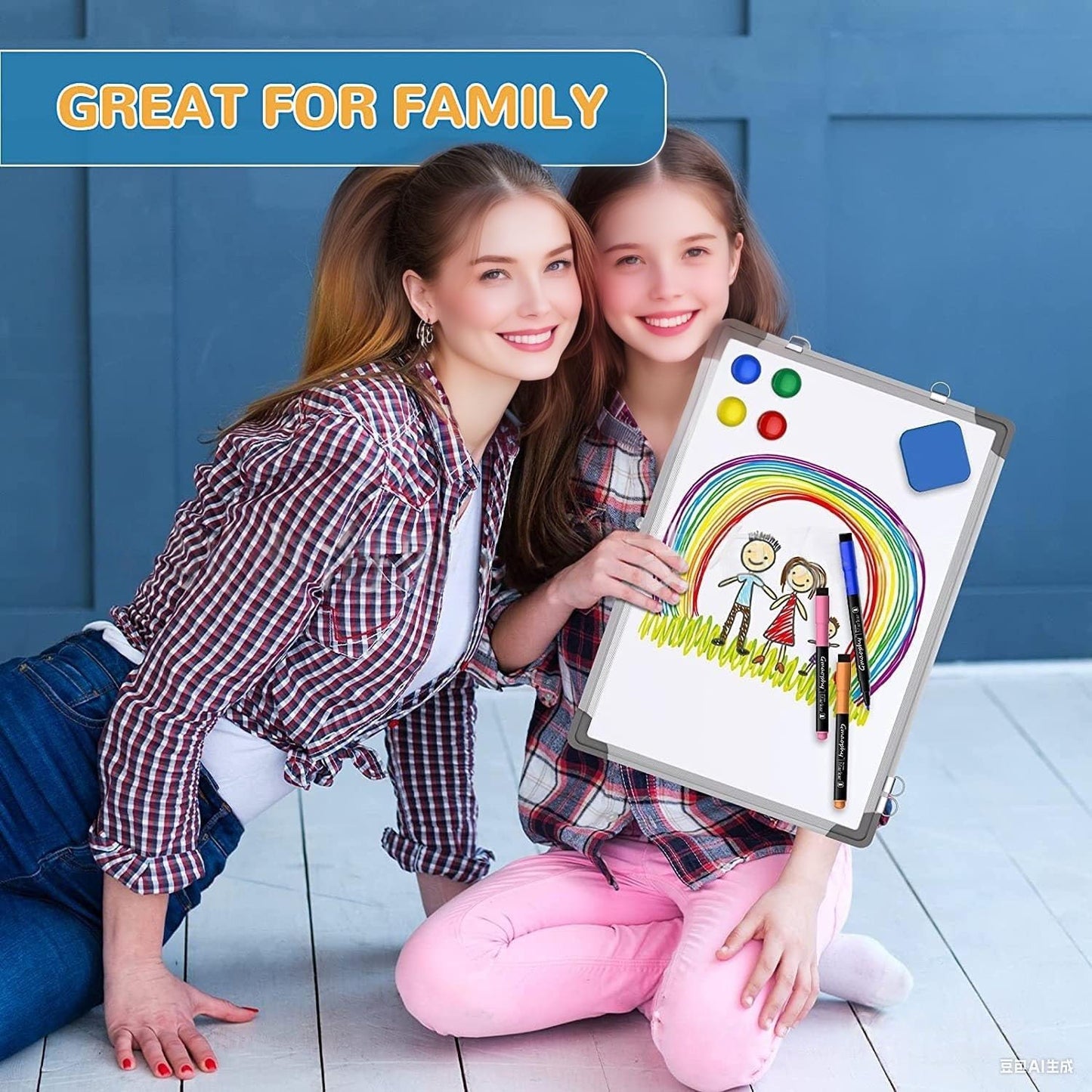 Skiennix Monthly Calendar Dry Erase Whiteboard - Magnetic Double-Sided Wall Board (16" x 12")